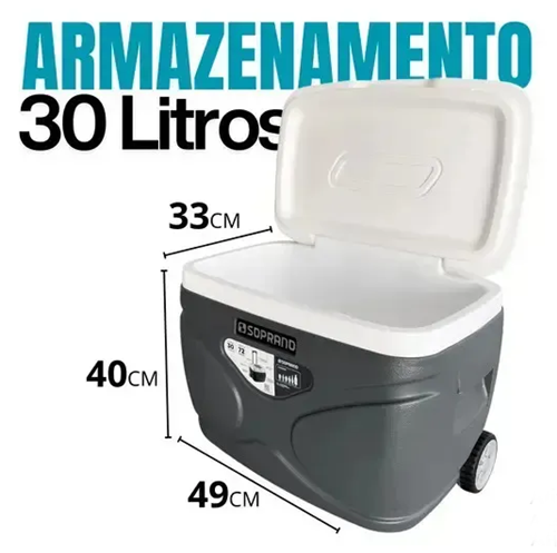 Caixa Térmica Cooler Everest 30 Litros Com Rodinhas E Alça