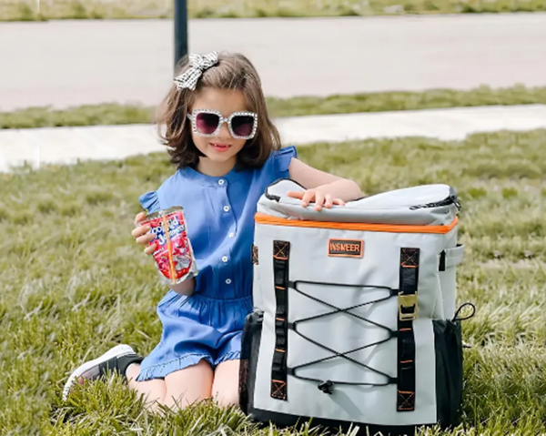 Mochila Térmica Insmeer Grande de 30L para 50 Latas, Cinza